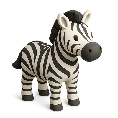 Cute Cartoon Zebra Figurine in 3D Style