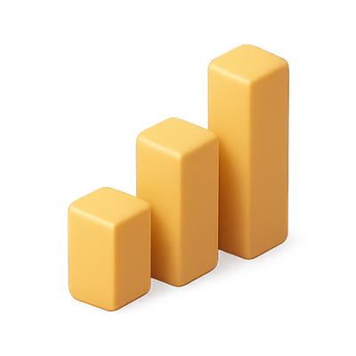 3D Bar Graph Illustration Representing Growth