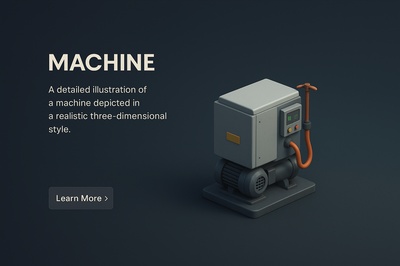 Realistic 3D Machine Illustration on Dark Background