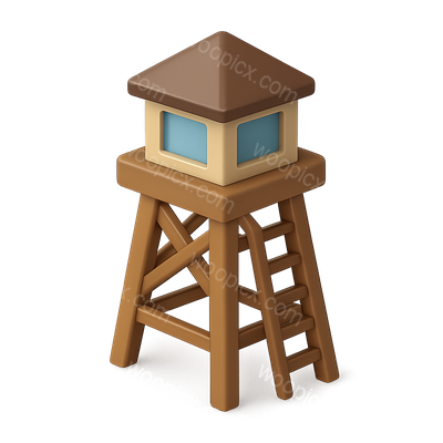 3D Watchtower Icon with Isometric Design