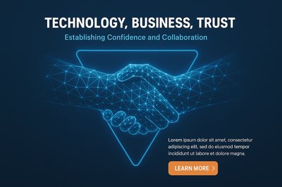 Glowing Wireframe Hands Handshake Concept in Technology and Business