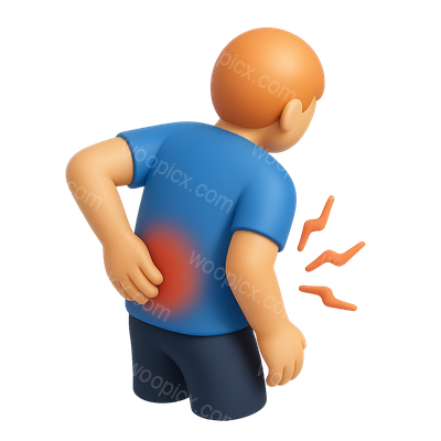 3D Icon Representing Back Pain in Isometric View