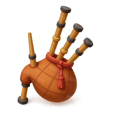 Stylized 3D Bagpipe Icon with Isometric View