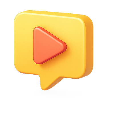 3D Play Button in Speech Bubble Graphic