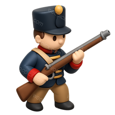 3D Fusilier Icon in Isometric View with Volumetric Detail