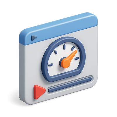 3D Playback Screen Icon with Speed Gauge