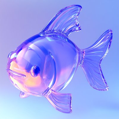 Stylized 3D Glass Fish Model with Gradient Colors