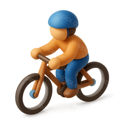 Stylized 3D Bicycle Icon with Rider in Isometric View