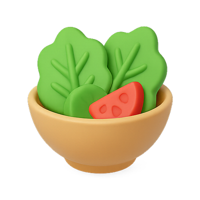 Stylized Bowl of Vegetables with Playful Design