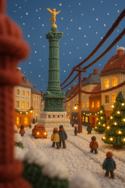 Festive Woolen Bastille Scene in Paris