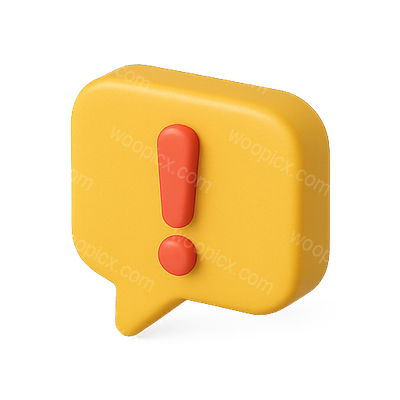 3D Warning Icon in Yellow Speech Bubble Design