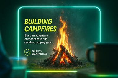 Realistic Neon Campfire Carousel Slide Design