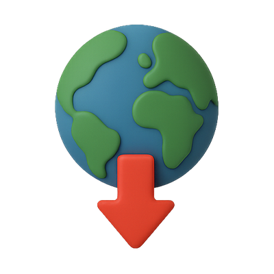3D Earth Icon with Download Arrow