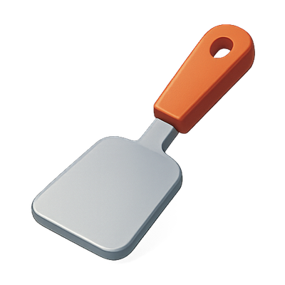 Stylized Kitchen Spatula with Orange Handle
