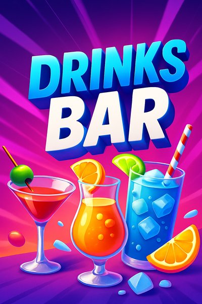 Vibrant Drinks Bar Illustration with Dynamic Elements