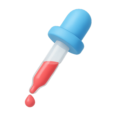 Stylized Dropper Tool with Colorful Liquid
