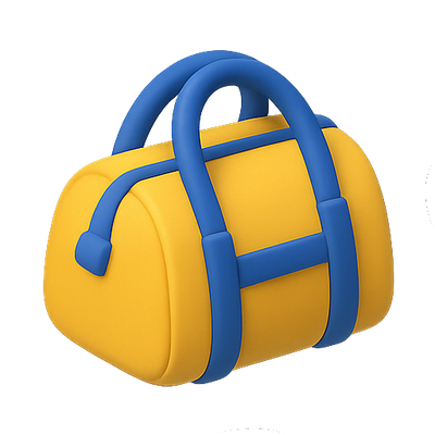 3D Render of a Yellow Duffle Bag with Blue Straps