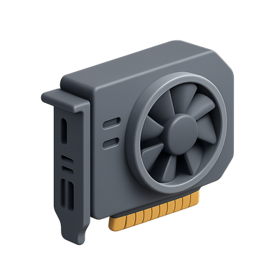Stylish 3D GPU Icon with Isometric View