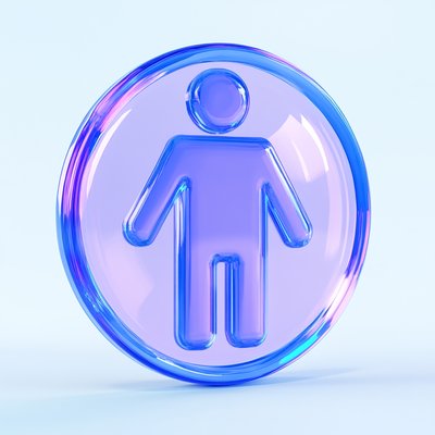 3D Icon of a Human Figure in a Glossy Design