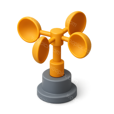 3D Anemometer Icon with Volumetric Design