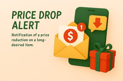 3D Illustration of Price Drop Alert Notification Concept