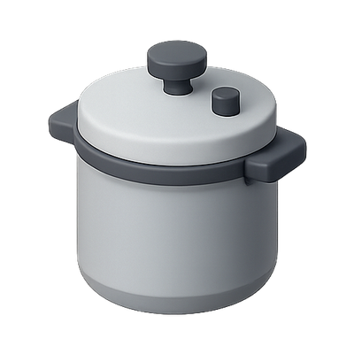 Stylized Gray Cooking Pot Icon for Culinary Applications
