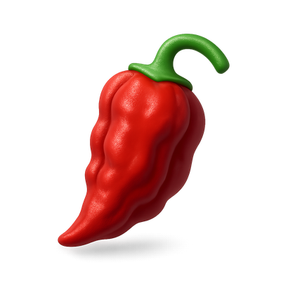 Vibrant 3D Ghost Pepper Icon with Isometric Design