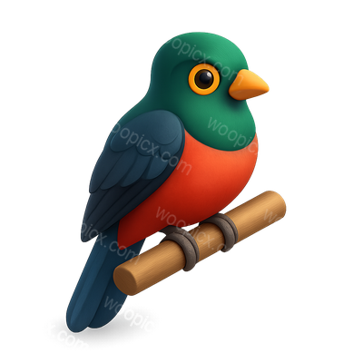 Colorful Cartoon Bird on a Branch