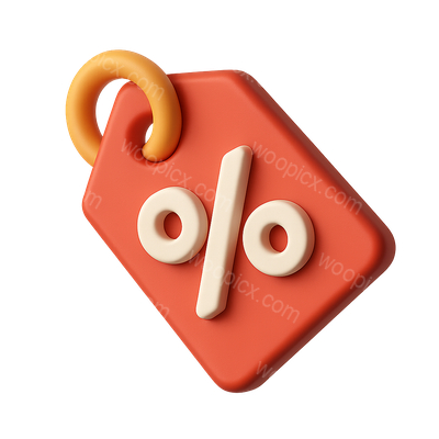 Stylish 3D Discount Price Tag Icon