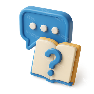 Colorful 3D FAQ Icon Design with Book and Chat Bubble