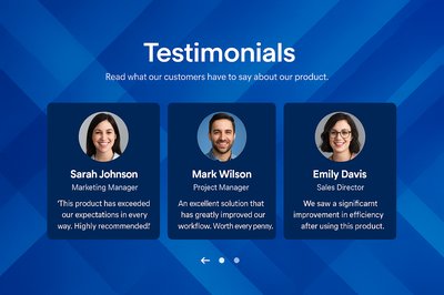 Vibrant Testimonials Section Design with Carousel