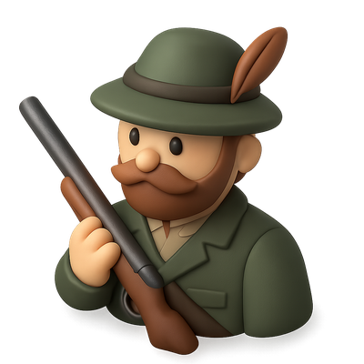 3D Jager Icon of a German Hunter with Rifle