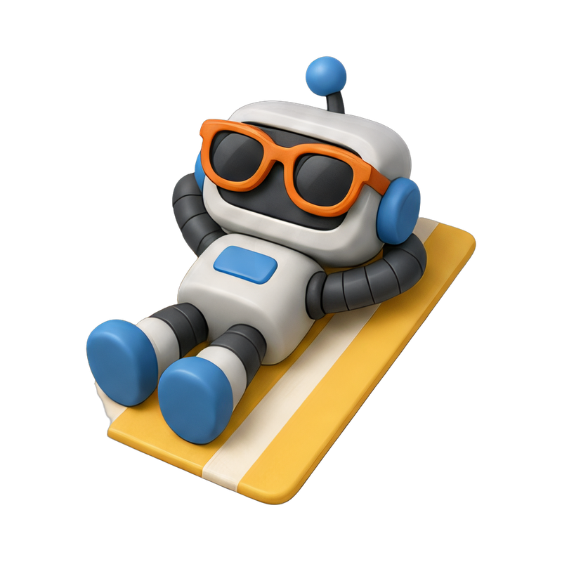 robot relaxing on the beach