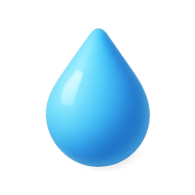 Smooth Blue Water Drop Icon on Black Background