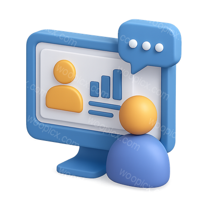 3D Webinar Icon Featuring a Computer and User Elements