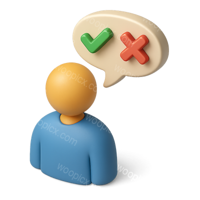 3D Icon of a Person with Speech Bubble Discussing Options