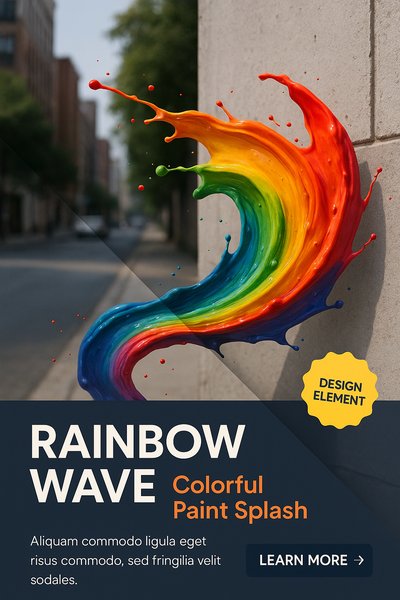 Vibrant Rainbow Wave Splash Design Element