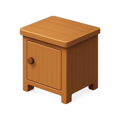 Stylized Wooden Nightstand with Door
