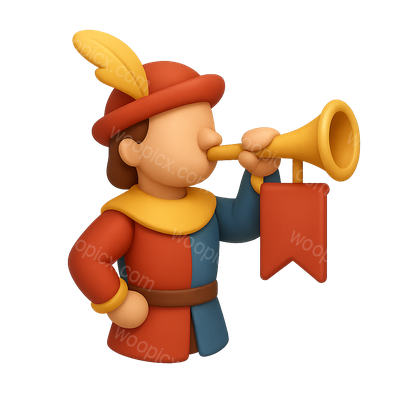 3D Herald Trumpet Icon with Vibrant Colors