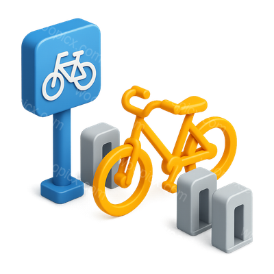 3D Bike Sharing Station Icon with Volumetric Design
