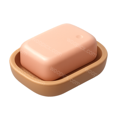 Stylish 3D Soap Icon with Dish in Isometric View