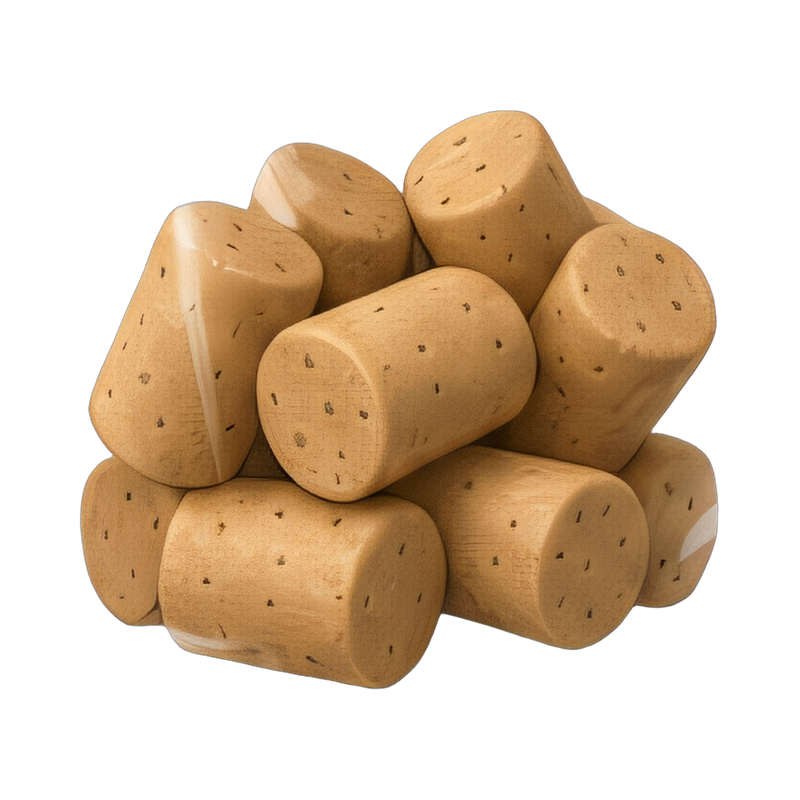 corks in a burlap bag