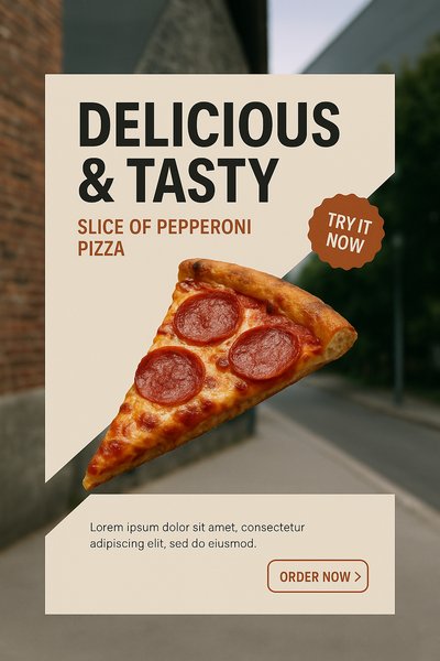 Tasty Pepperoni Pizza Slice Flying on White Background