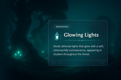 Gloomy Fantasy Forest Scene with Glowing Lights