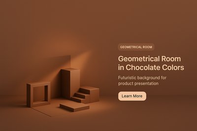 Futuristic Geometric Room in Chocolate Tones for Product Presentation