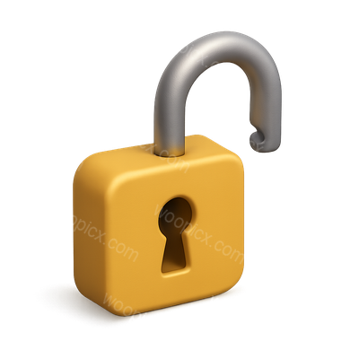 3D Open Padlock Icon with Keyhole in Isometric View