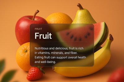 Vibrant 3D Fruit Illustration with Informative Overlay
