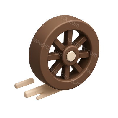 3D Rolling Wheel Icon in Isometric View