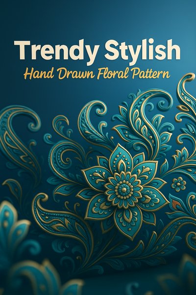 Dynamic Hand-Drawn Floral Pattern with Paisley Motifs