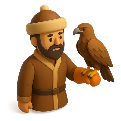 Cartoon Character with a Falcon
